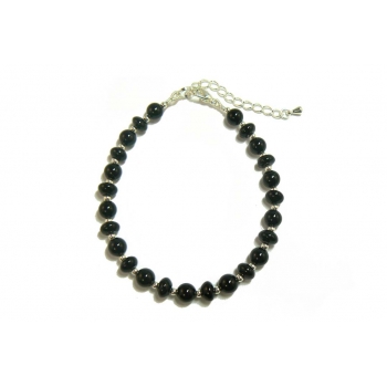 Onyx Bracelet - Black Rondelle And Round Beads
